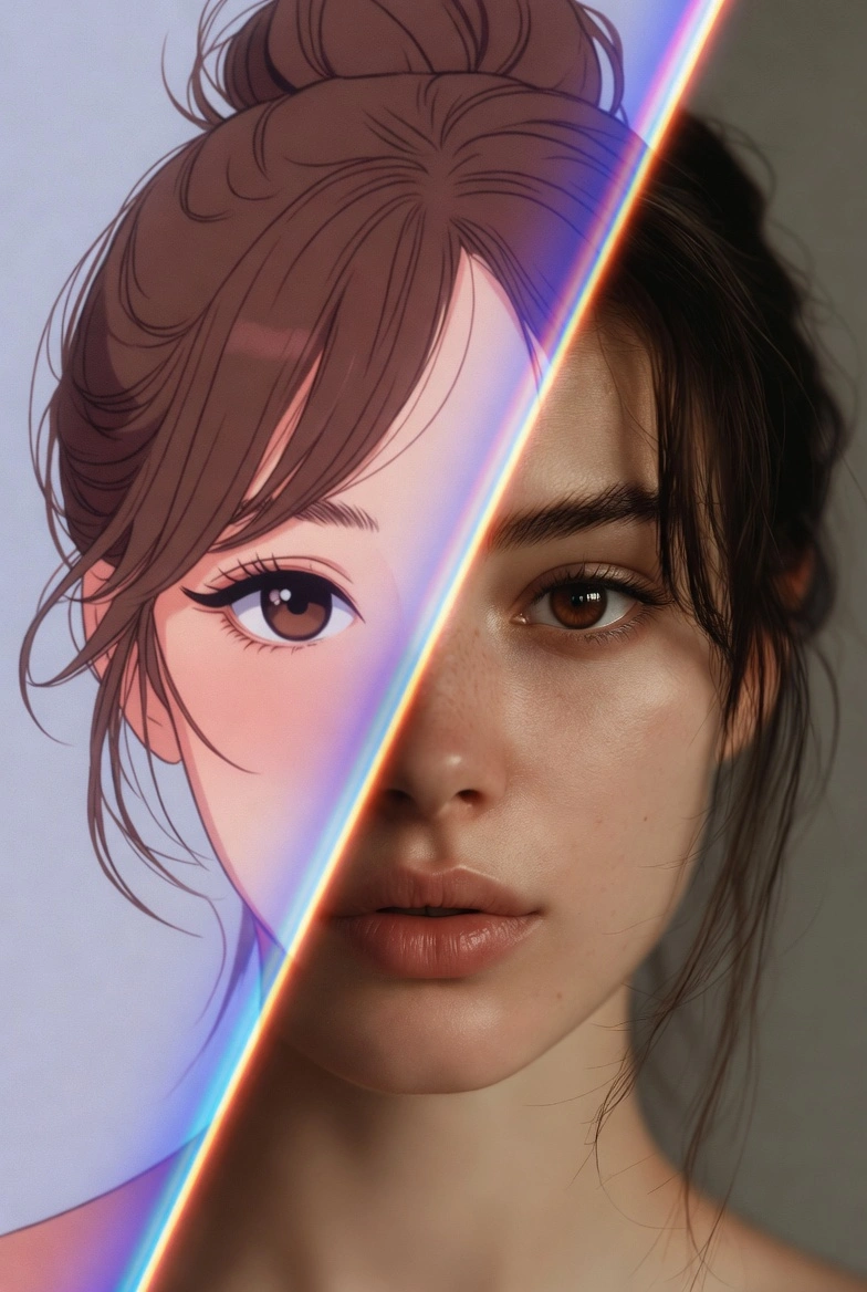 Аниме-портрет в стиле киберпанк — конверсия из 2D в реализм