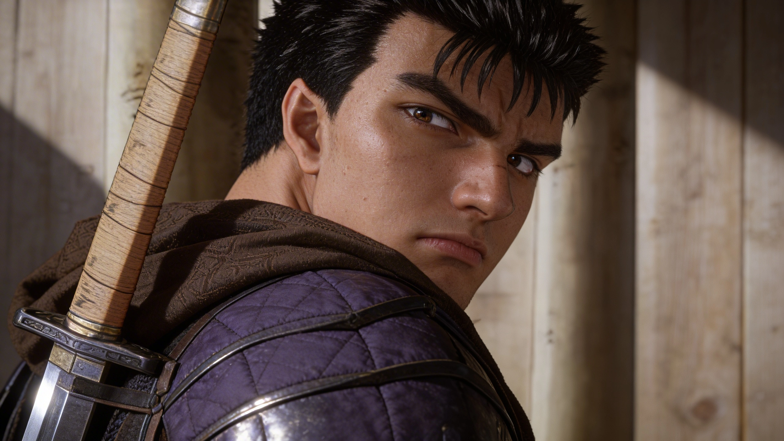 Фотореалистичный портрет персонажа, сгенерированный из аниме-кадра